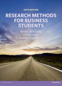 RESEARCH METHODS FOR BUSINESS STUDENTS (REFER ISBN 9781292016627)